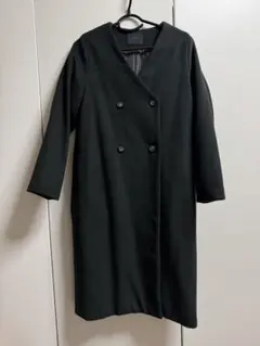 KBF ノーカラーコート ダブル チェスターコート ダークグリーン モスグリーン