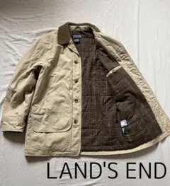 LANDS'ENDハンティングジャケット　90s コーデュロイ　ベージュ　S