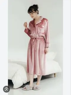 フランフラン　ルームウェア　クラッシュベロアワンピース