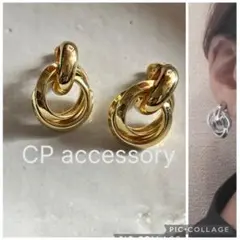 2連フープイヤリング　ゴールド