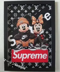 Supreme NIKE VANS ミッキーマウス　ポスターフレーム付き壁掛け