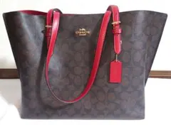 COACH コーチ モリー トートバッグ ブラウン×レッド