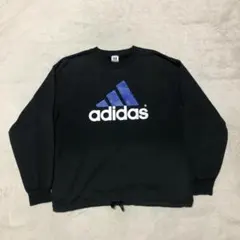アディダス デサント製 90S スウェットトレーナー パフォーマンスロゴ L-O
