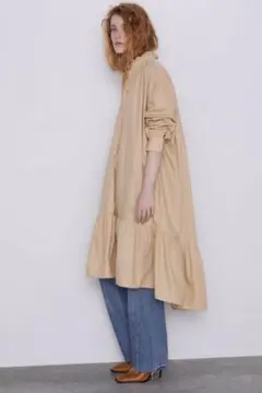 新品☆ZARA ザラ フリル付きアシンメトリーワンピース