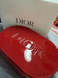 Dior レッドオーバルポーチ 箱付き