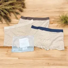 ナチュラルカラーストライプ柄ボクサーパンツ 3枚セット2XL