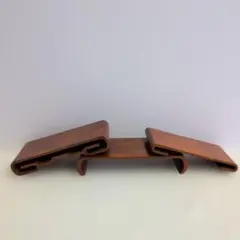 唐木巻足花台　三点組　飾り台　木製