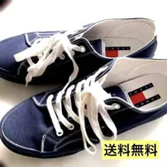 ☆TOMMY H I LF IGER ネイビー キャンバス スニーカー　メンズ