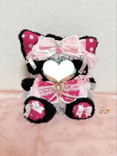 【10~12cmぬい対象】おすわりぬい服 黒猫 ピンク ちびぐるみ