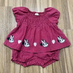 petit main ディズニー　ミニー　ギンガムチェック　セットアップ　70