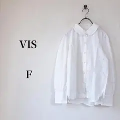VIS（F）フリル襟ブラウス　ホワイト　長袖　ゆったり　上品