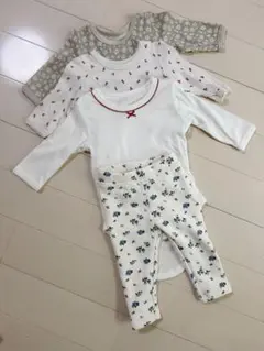 コットン長袖ロンパース3点＋スパッツ
