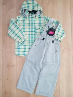 PURECONSCIOUS 子ども用チェック柄ジャケットとオーバーオールセット