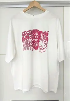 CECIL McBEE HELLO KITTY Tシャツ 3L 白　ハイビスカス