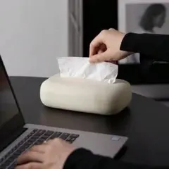 티슈 케이스 실리콘 세탁 가능, 통세탁 가능, 심플 오피스 화이트