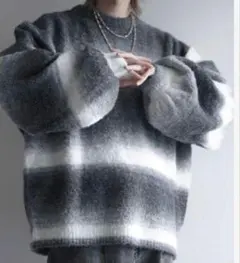 cussilクシルハイファンクショナルニットワイドバルーンスリーブルーズセーター