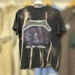 METALLICA・両面プリントTシャツ・ブリーチ加工・ブラック・M相当
