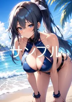 A0019AI生成アート 水着の女性 2枚セット A4光沢紙ポスター