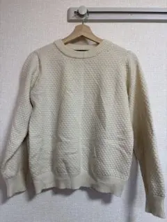 アイボリー編み模様ニットセーター フリーサイズ
