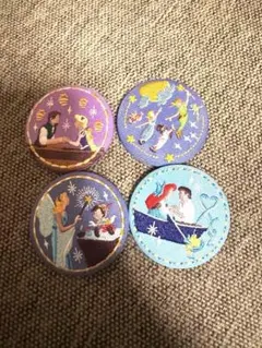 ディズニープリンセス刺繍缶バッチ　ラプンツェル　ピーターパン　アリエル　ピノキオ