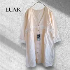 新品✨【LUAR】レースデザインチュニック ブラウス ストライプ 透け感 M