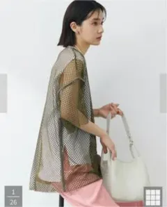 グリーンパークス❤️未使用試着のみ❤️オリーブメッシュプルオーバー編みインナーセット