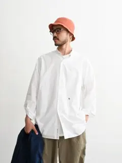 新品 ナナミカ バンドカラーシャツ L オフホワイト S25SG092