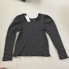 新品未使用タグ付き　GU ボリュームスリーブT 長袖　ボーダー　黒
