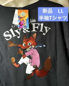 ディズニー ズートピア ニック ワイルド メンズ 半袖 Tシャツ 刺繍 LL
