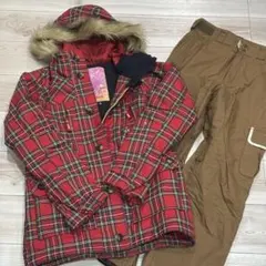 kissmark ♡中綿レディース スノボウェア ギンガムチェック 上下セット