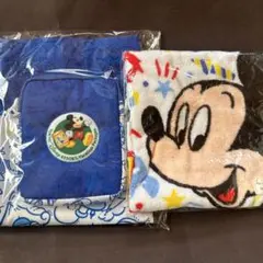 ミッキーマウス ウォッシュタオル コンパクトバッグ　青白