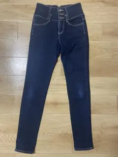 ダークブルー スキニーデニム ハイウエスト