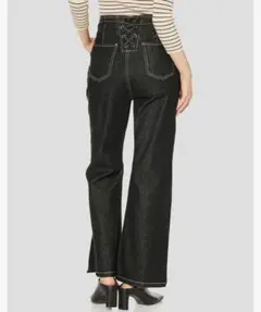 Lily Brown レースアップブーツカットデニムパンツ LWFP231003