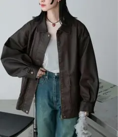 forksy. ヴィンテージライクダブルジップビッグブルゾン