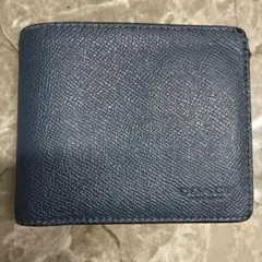 COACH ダークブルー 二つ折り財布