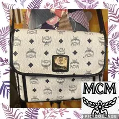 美品 MCM ショルダーバッグ 斜め掛け ホワイト×ネイビー Flexwitmeのサムネイル