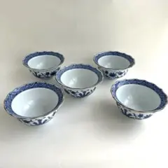 橘吉　染付からくさ小鉢揃え5客セット