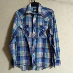 Wrangler 長袖シャツ 青系チェック