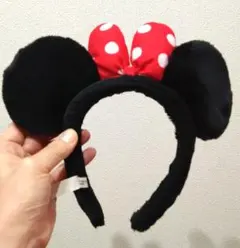 ディズニー ミニーマウス カチューシャ 赤ドット リボン ブラック 定番 人気
