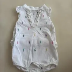 ポロロゴ刺繍 ホワイトロンパース