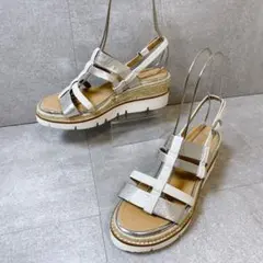 【ほぼ新品】厚底グルカサンダル 白銀 ジュート巻き 軽量 美品 24㎝ 夏のサムネイル