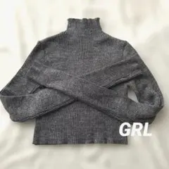 グレイル　GRL ハイネック リブ　ニット セーター　長袖 グレー　ラメ