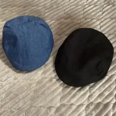 デニムとブラックのハンチング帽　ベビー