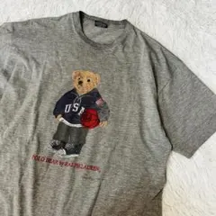ポロ　ラルフローレン　ポロベア　tシャツ グレー　M