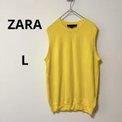【美品】ザラ　レディース　L ノースリーブニット　イエローレーヨン混のサムネイル