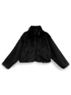 スタンドカラーショート丈ファーコート