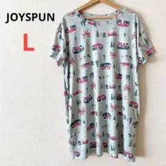 JOYSPUN キャンピングカー柄 半袖Tシャツワンピース　L