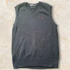 90s ポロバイラルフローレン Vネック コットンニットベスト Lサイズ