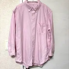 【Vintage USED 】ピンク ボタンダウンカラー 長袖七分袖シャツ LL
