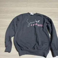 Hanes スウェット ダークグレー 裏起毛　古着　英語ロゴ